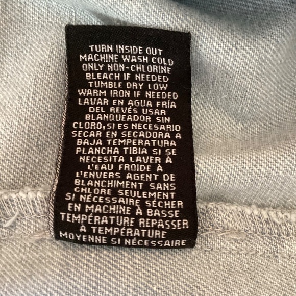 Boom Boom Distressed Torn Moto Jean Denim Trucker Jacket Sz L Relaxed Fit NWT - Picture 11 of 14